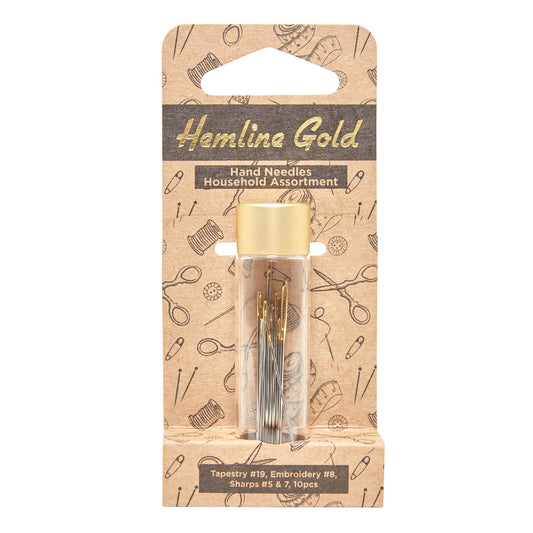 Hemline Gold Household Hand Needles Assorted Gold eye 10 pcs