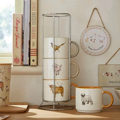 Cooksmart Buttercup Farm Set of 4 Stacking Mugs in Holder