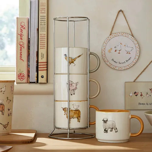 Cooksmart Buttercup Farm Set of 4 Stacking Mugs in Holder