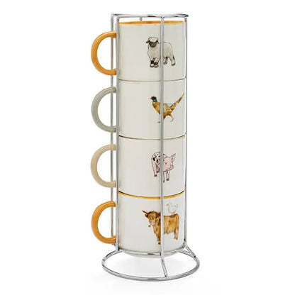 Cooksmart Buttercup Farm Set of 4 Stacking Mugs in Holder