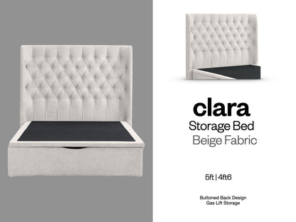 Clara Storage Bed in Beige