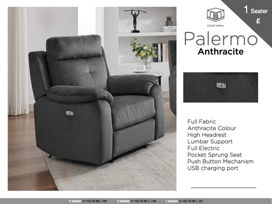 Palermo Fabric Armchair in Anthracite