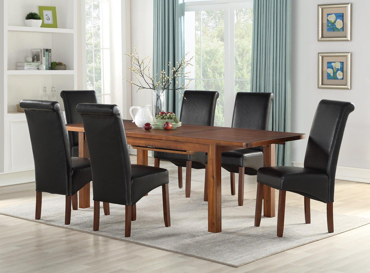 Andorra Acacia Dining Set with Black Sophie Dining Chair