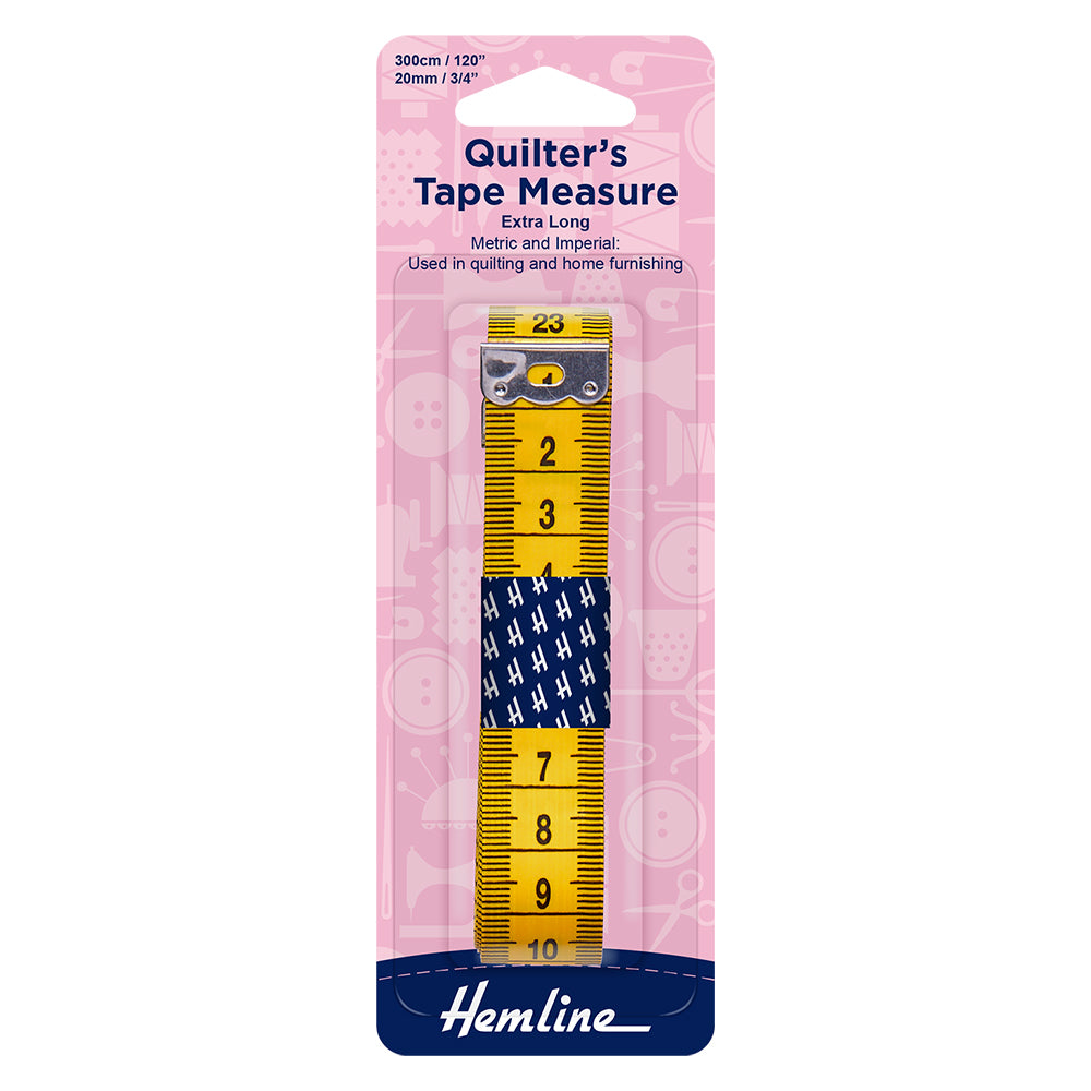 Hemline Quilter’s Tape Measure Extra Long 20mm x 300cm / 3/4″ x 120″ 1 pc