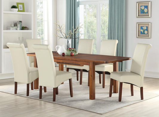 Andorra Acacia Dining Set with Cream Sophie Dining Chairs