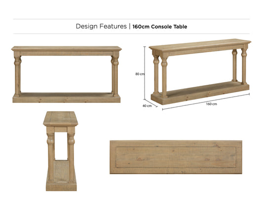 Chateau Rustic Console Table (160cm)