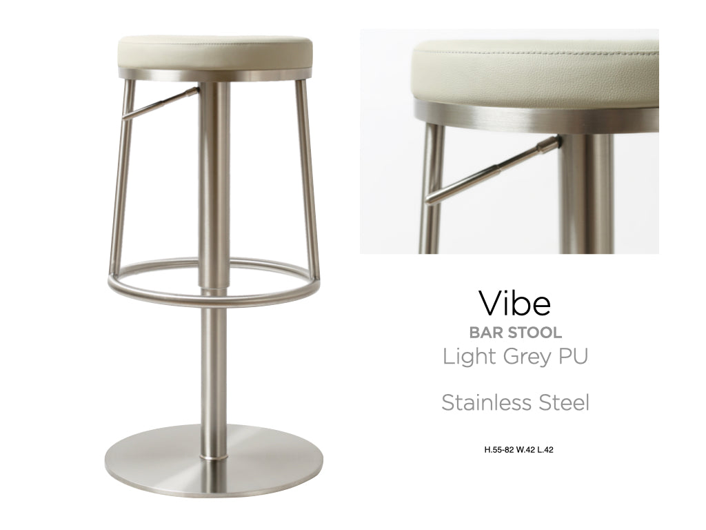 Vibe Stainless Steel Grey Barstool