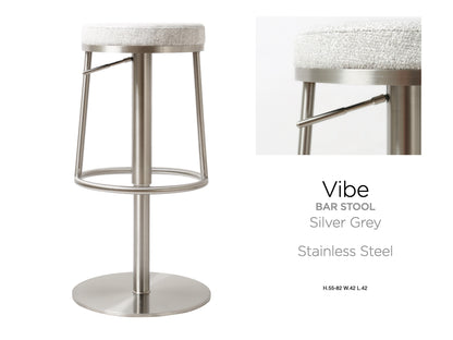 Vibe Stainless Steel Grey Barstool