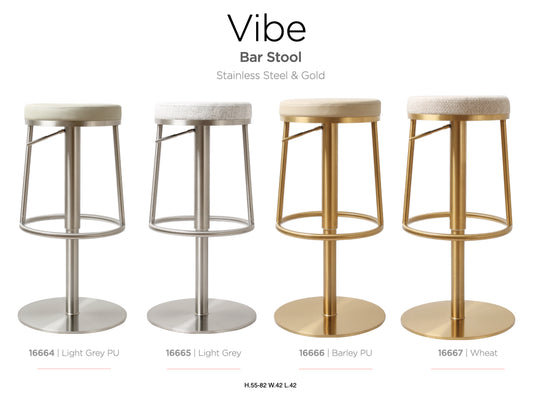 Vibe Stainless Steel Grey Barstool