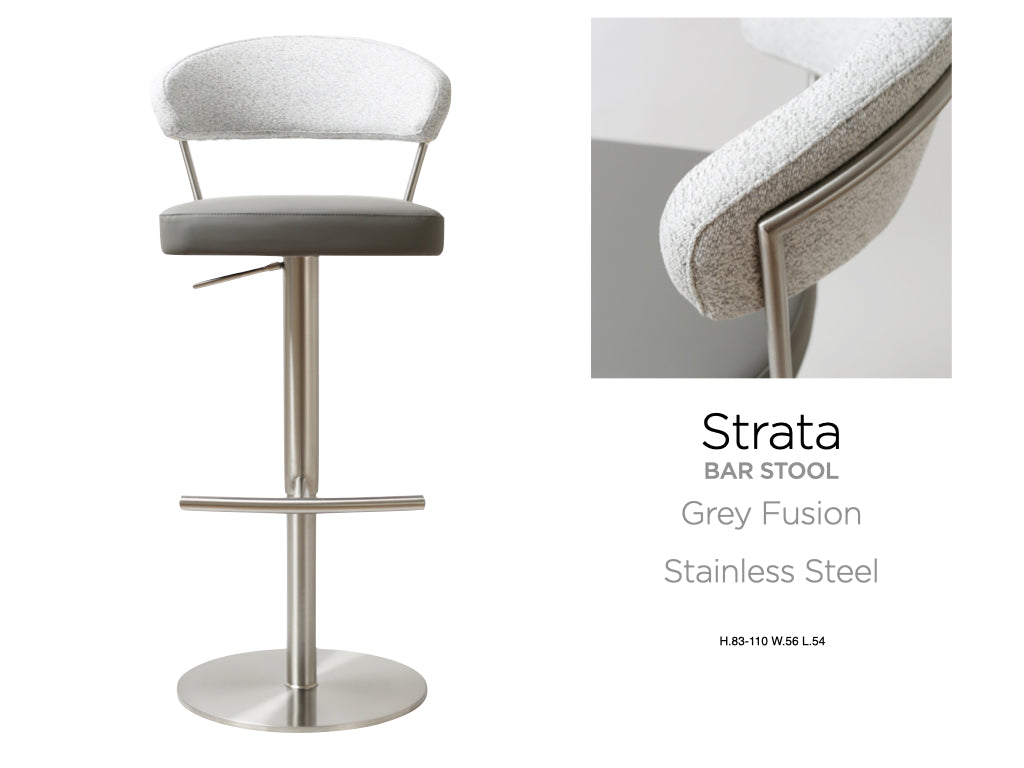 Strata Stainless Steel Grey Barstool