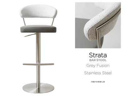 Strata Stainless Steel Grey Barstool