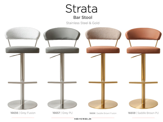 Strata Stainless Steel Grey Barstool