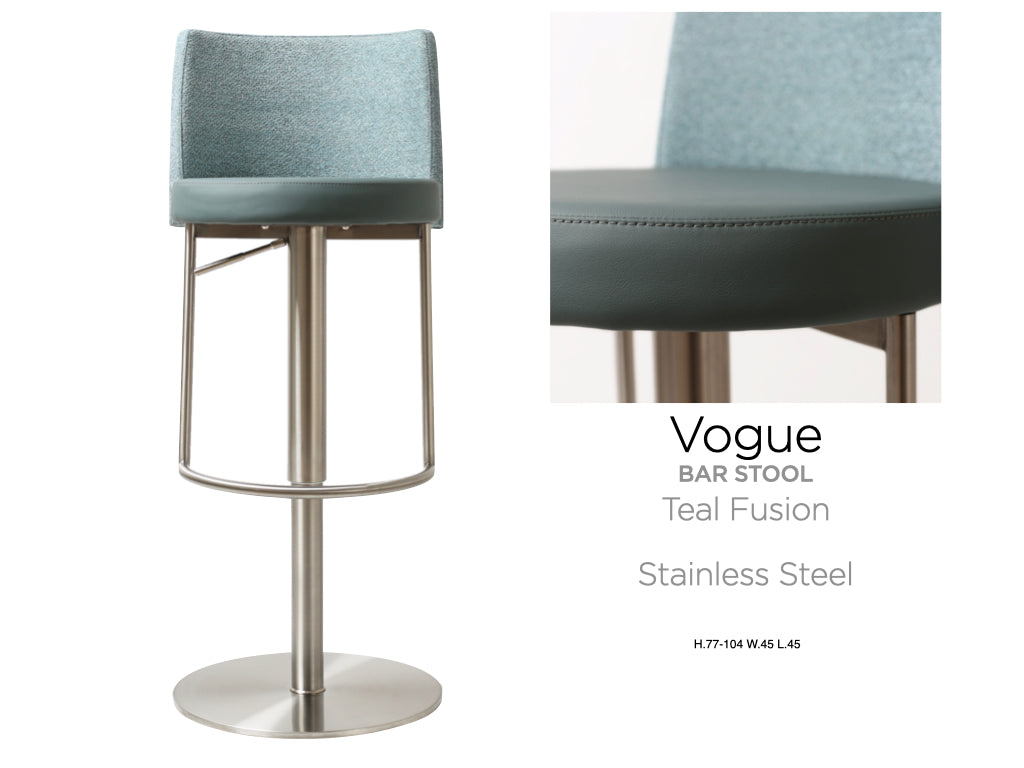 Vogue Stainless Steel Teal Barstool
