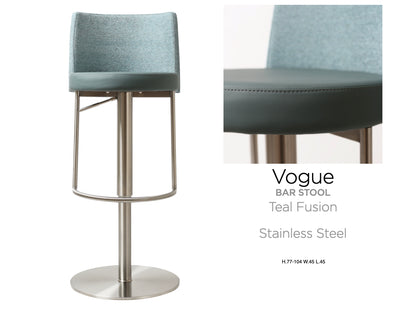 Vogue Stainless Steel Teal Barstool