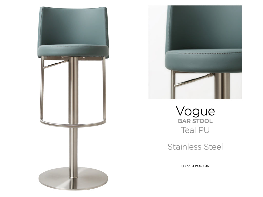 Vogue Stainless Steel Teal Barstool