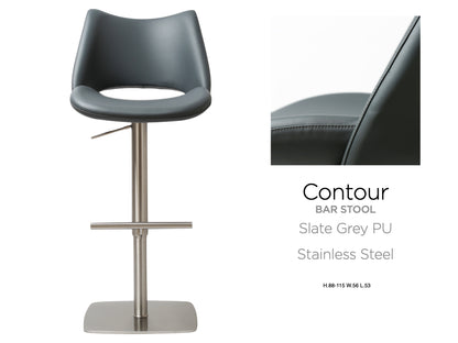 Contour Stainless Steel Slate Grey Barstool
