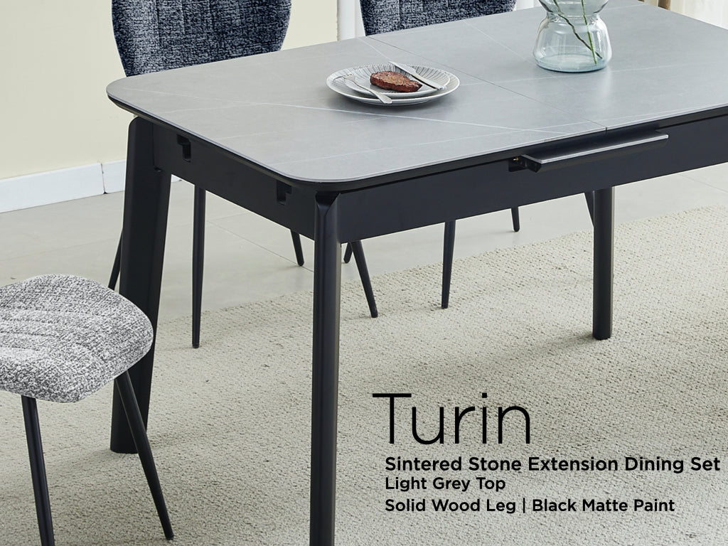 Turin Sintered Stone Extension Dining Table (Includes 4 Chairs)