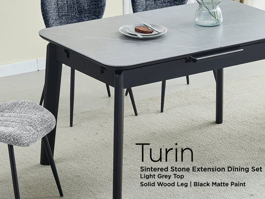 Turin Sintered Stone Extension Dining Table (Includes 4 Chairs)