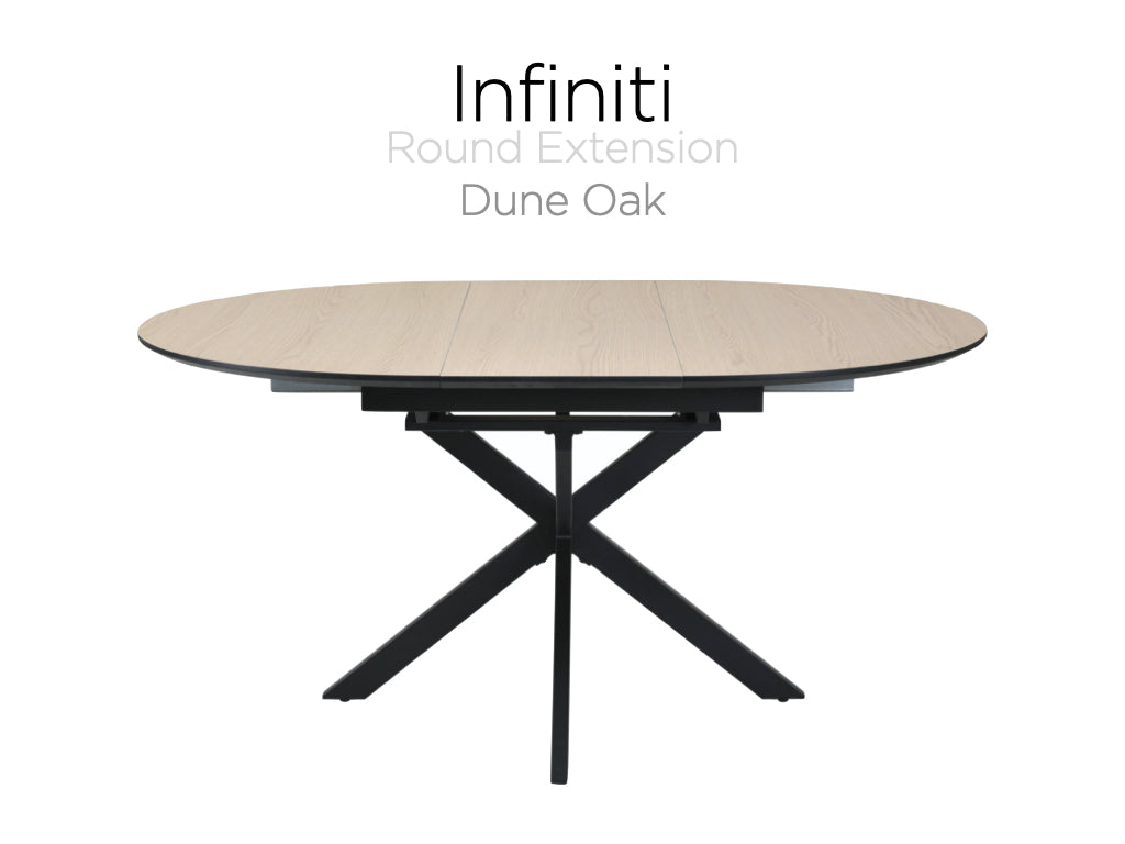 Infiniti Extension Round Dining Table Dune Oak (Includes 4 Swivel Chairs)