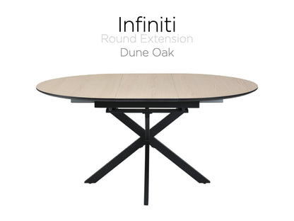 Infiniti Extension Round Dining Table Dune Oak (Includes 4 Swivel Chairs)