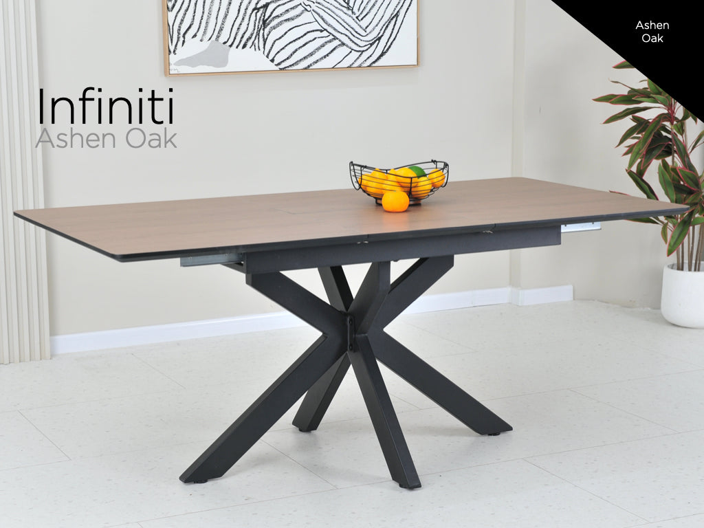 Infiniti Extension Dining Table Ashen Oak (Includes 4 Chairs)