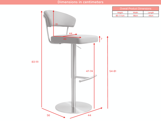 Strata Stainless Steel Grey Barstool