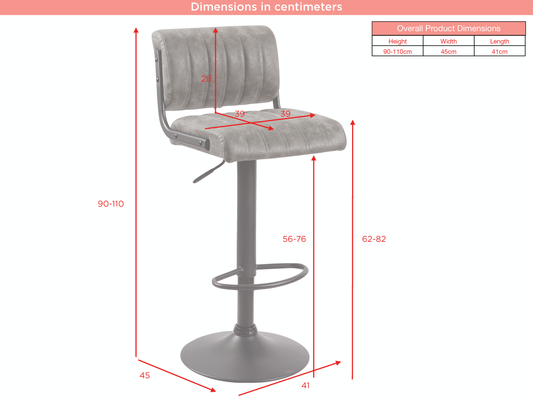 Paris Blue Bar Stool Set of 2 | Knock-Down Design | Contemporary Dining Seating
