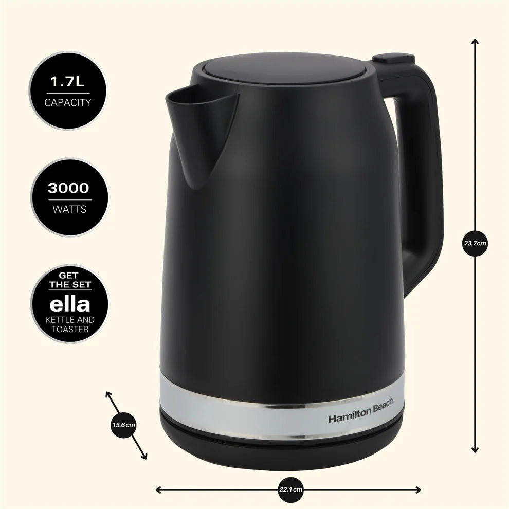 Hamilton Beach 1.7L Ella Matte Black Kettle