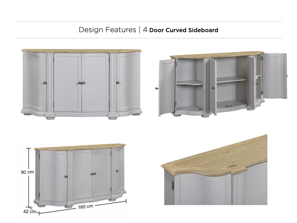 Toulouse Curved 4 Door Sideboard