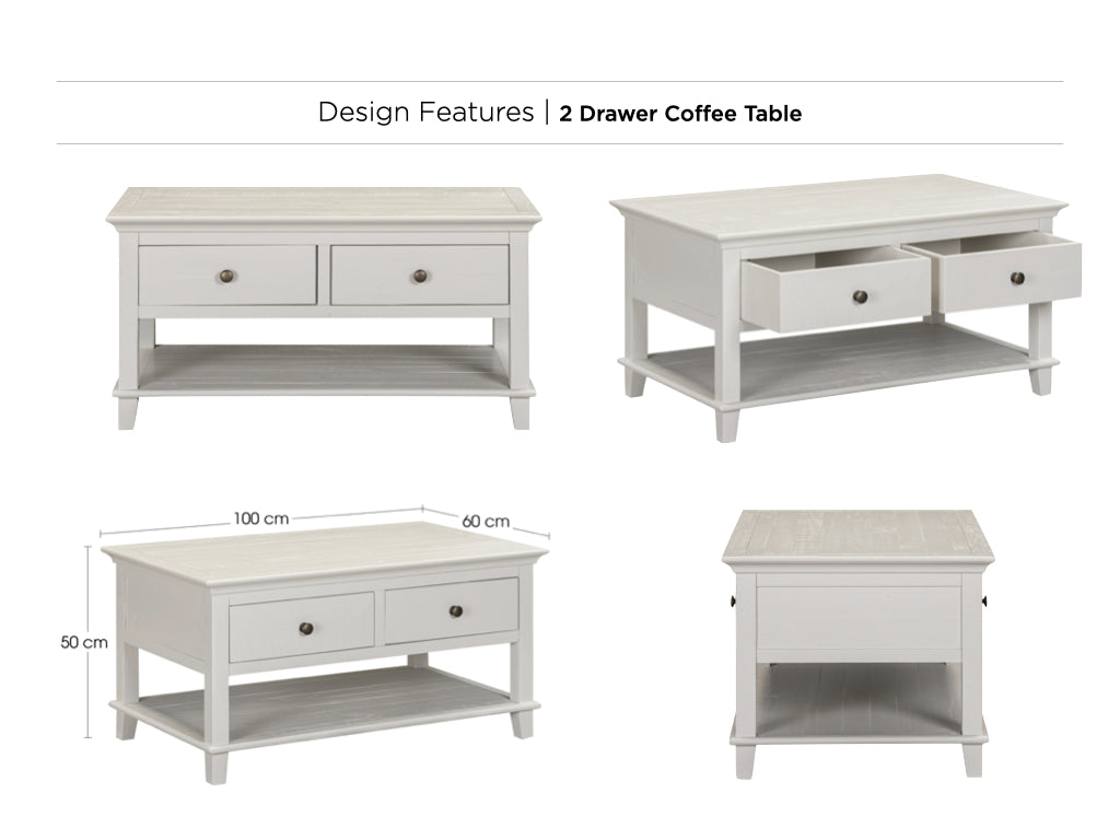 Provence 2 Drawer Coffee Table