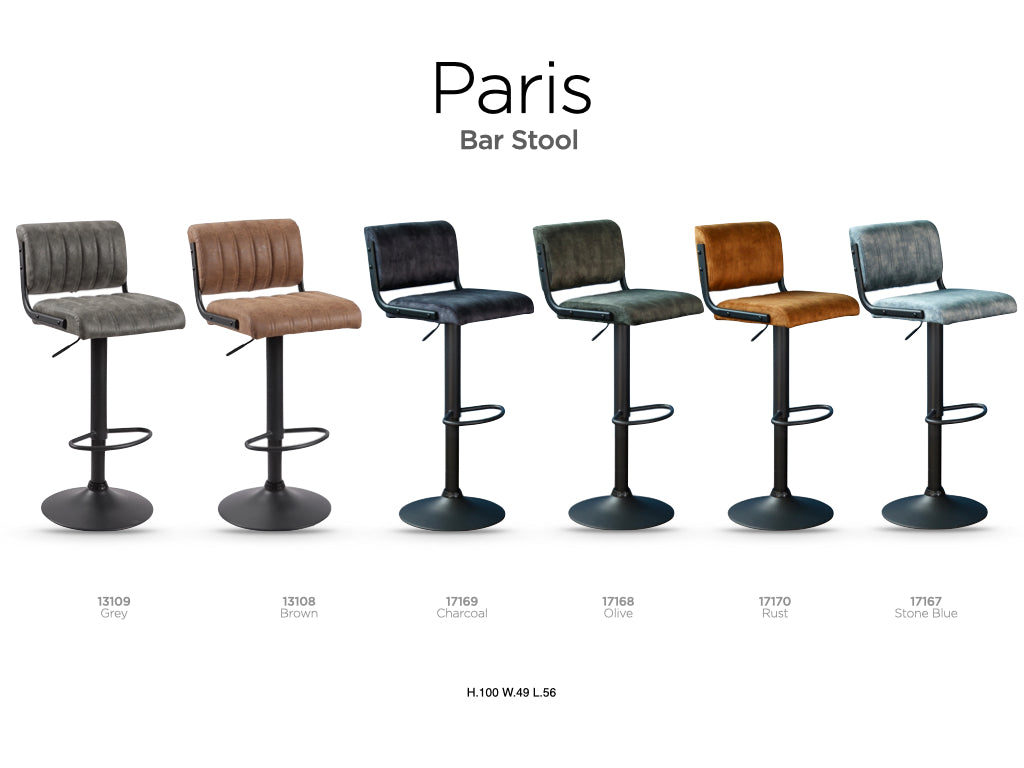 Paris Blue Bar Stool Set of 2 | Knock-Down Design | Contemporary Dining Seating