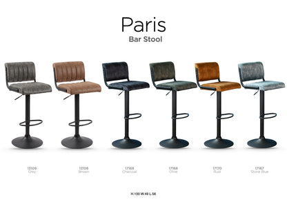 Paris Blue Bar Stool Set of 2 | Knock-Down Design | Contemporary Dining Seating