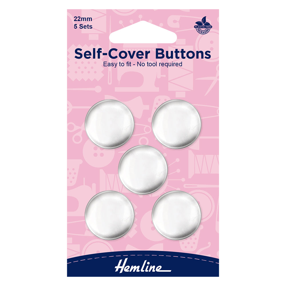 Hemline Self-Cover Buttons Easy to fit – No tool required 22mm / 7/8″ 5 sets