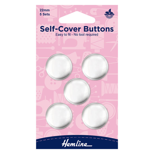 Hemline Self-Cover Buttons Easy to fit – No tool required 22mm / 7/8″ 5 sets