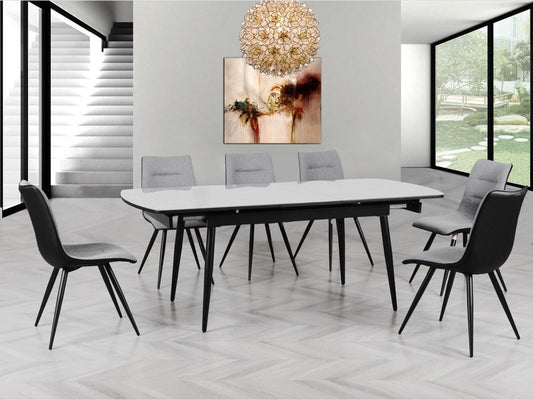 Cassino Automatic Extension Dining Set Grey (Includes 6 Chairs)