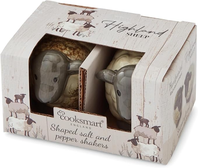 Cooksmart Highland Sheep Ceramic Salt & Pepper Shaker Set