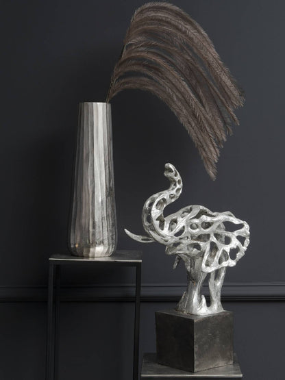 Libra Addo Abstract Elephant Head Sculpture in Silver Resin