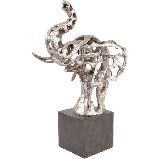 Libra Addo Abstract Elephant Head Sculpture in Silver Resin