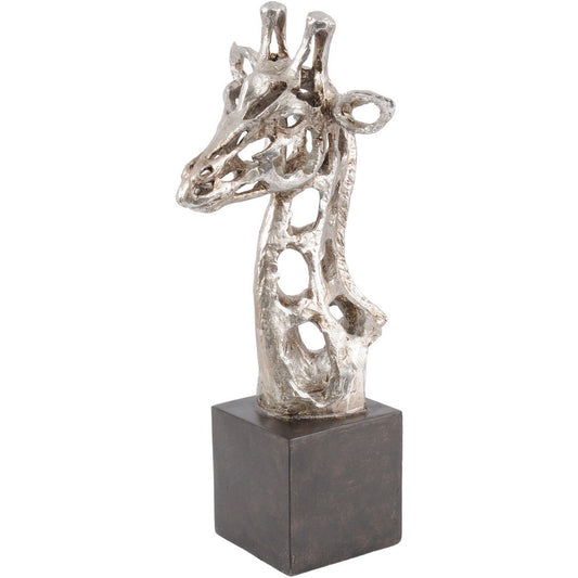 Libra Addo Abstract Giraffe Head Sculpture in Silver Resin