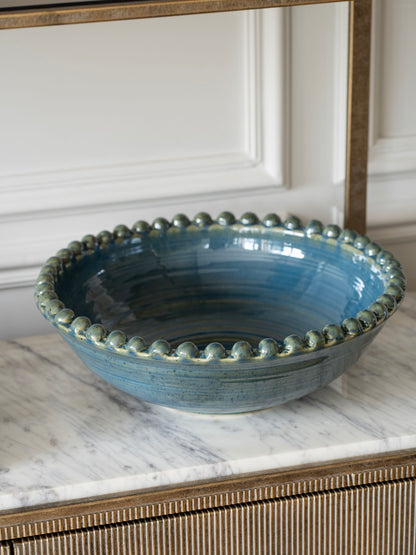 Libra Mediterranean Reactive Glaze Ceramic Bowl in Blue/Green