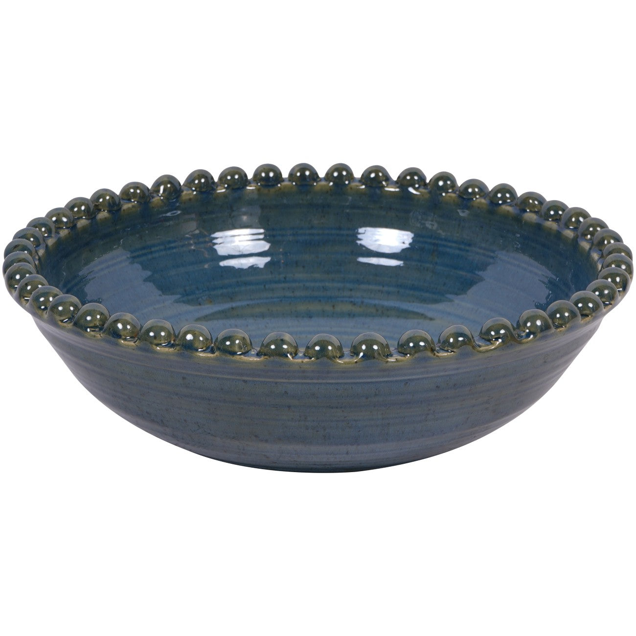Libra Mediterranean Reactive Glaze Ceramic Bowl in Blue/Green