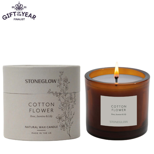 Stoneglow Rose, Jasmine & Lily Scented Natural Wax Candle