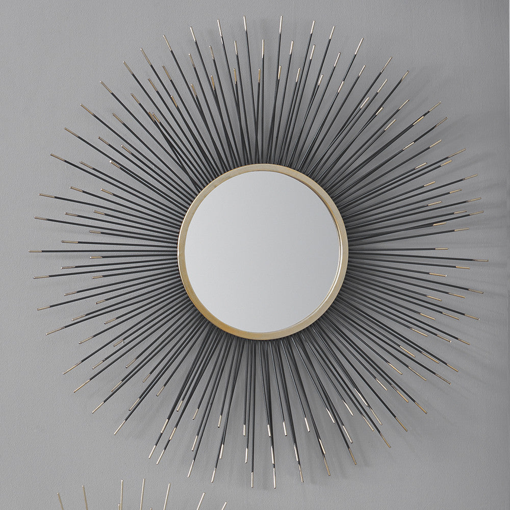 Metal Starburst Design Round Wall Mirror