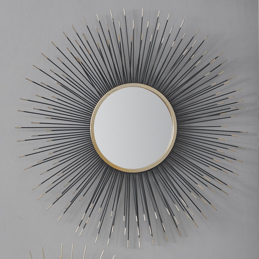 Metal Starburst Design Round Wall Mirror