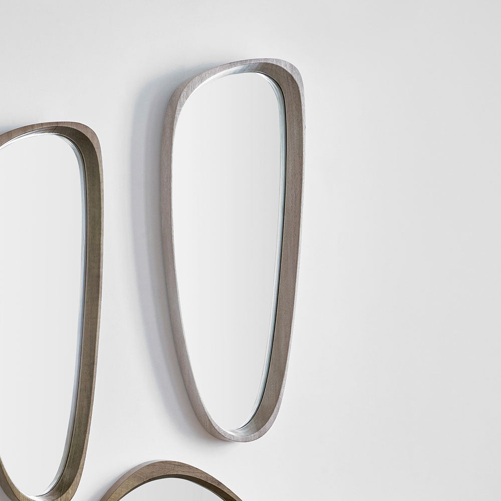 Wood Veneer Teardrop Shaped Wall Mirror