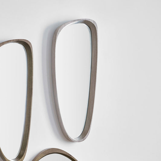 Wood Veneer Teardrop Shaped Wall Mirror