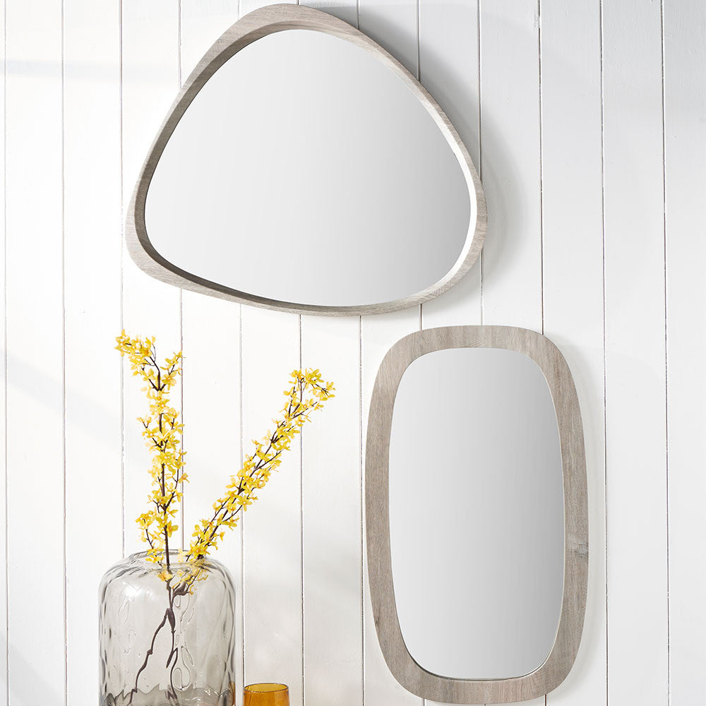 Wood Veneer Curved Wall Mirror