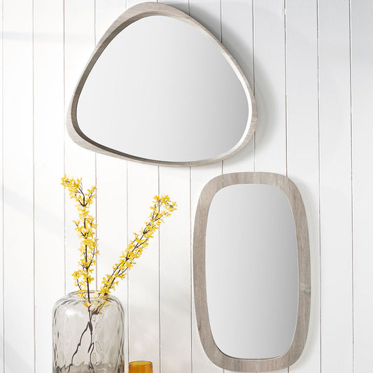 Wood Veneer Curved Wall Mirror