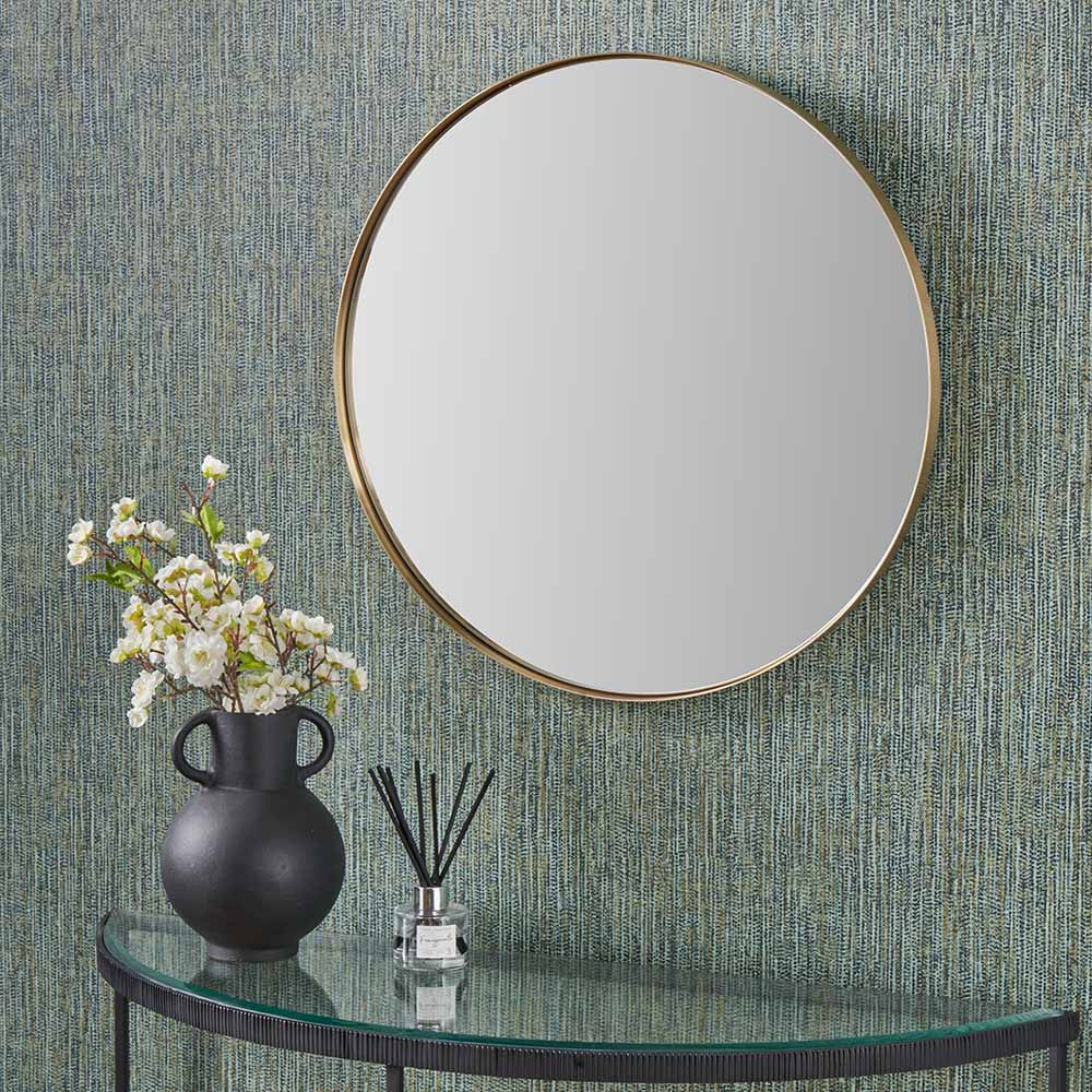 Medium Metal Slim Frame Round Wall Mirror