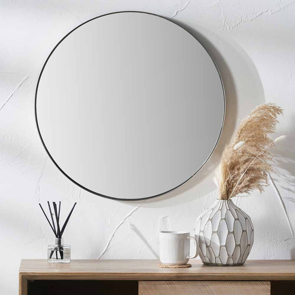 Medium Metal Slim Frame Round Wall Mirror